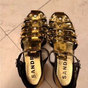 Sandro Gold and Black Women's Fisherman Sandals worn twice